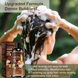 YUITIKUE Caramel Brown Hair Dye Shampoo - 4in1 Moisturizing Hair Color Shampoo Long-Lasting Hair Dye for All Hair Types