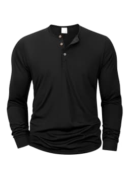 New Men's Henley T-shirts Long Sleeve Basic Casual Band Collar T Shirts Comfortable Soft Pullover Tops Male Tee