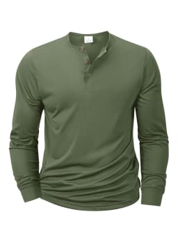 New Men's Henley T-shirts Long Sleeve Basic Casual Band Collar T Shirts Comfortable Soft Pullover Tops Male Tee