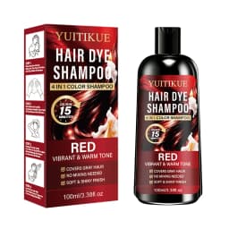 100ml Red 4IN1 Hair Color Shampoo 15 Mins Fast Dye Cover Grey Hair Salon Shine Effect No Mix Needed Warm Vibrant Red Tone