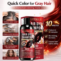 100ml Red 4IN1 Hair Color Shampoo 15 Mins Fast Dye Cover Grey Hair Salon Shine Effect No Mix Needed Warm Vibrant Red Tone