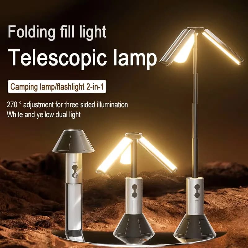 Portable Telescopic LED Flashlight Rechargeable Folding Searchlight for Outdoor Car Repair Camping Tent Lighting