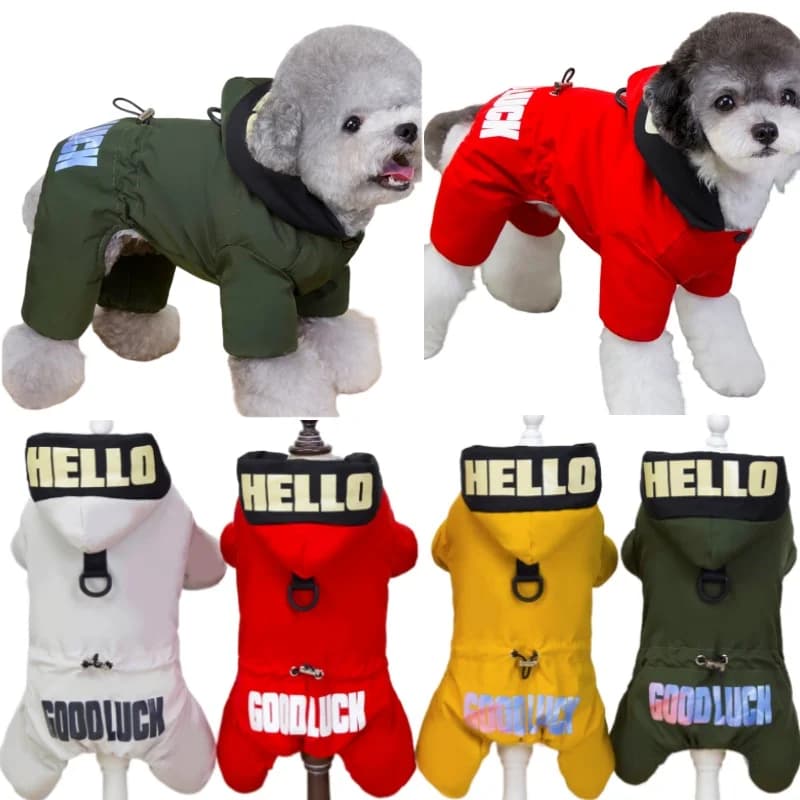 Hooded Winter Warm Thicken Pet Dog Jacket Dog Jumpsuit Clothes For Small Large Dogs Puppy Clothing Cat Coat Supplies Waterproof