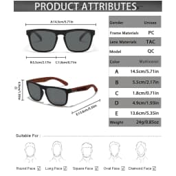 KAROS Classic Men Square Polarized Fishing Sunglasses Outdoor Sports Driving Cycling Running Goggles Vintage Large Frame UV400