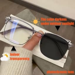 2026 Ultra Light Square Frame Photochromic Anti Radiation Glasses Replaceable Lens for Women Men Sunglasses Eyeglasses Frames