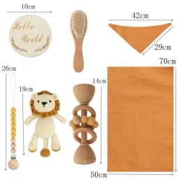 1 Set Baby Stuffed Animal Doll kawaii Panda Plush Toys+Crochet Rattle+Hair Brush+Newborn Swaddle Wrap Baby Birth Shower Gift Box