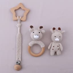 1 Set Baby Stuffed Animal Doll kawaii Panda Plush Toys+Crochet Rattle+Hair Brush+Newborn Swaddle Wrap Baby Birth Shower Gift Box