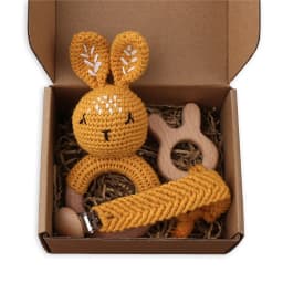 1 Set Baby Stuffed Animal Doll kawaii Panda Plush Toys+Crochet Rattle+Hair Brush+Newborn Swaddle Wrap Baby Birth Shower Gift Box
