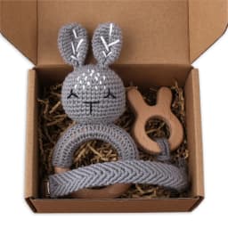 1 Set Baby Stuffed Animal Doll kawaii Panda Plush Toys+Crochet Rattle+Hair Brush+Newborn Swaddle Wrap Baby Birth Shower Gift Box