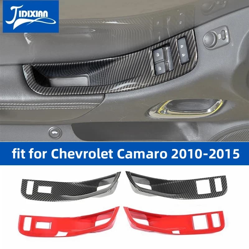 JIDIXIAN Car Window Lift Button Panel Decoration Cover for Chevrolet Camaro 2010 2011 2012 2013 2014 2015 Interior Accessories