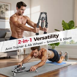 FLYBIRD 3-in-1 Twister Arm Trainer with Ab Roller Wheel, Adjustable 22-440lbs Hydraulic Power Chest, Shoulders, Forearm, Triceps
