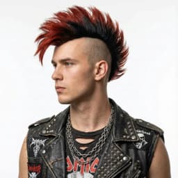 REEWES Obrem Brown Mokhaw Wig Clip in Hairpiece Toupee Synthetic Hair For Daily PUNK ROCK Party Cosplay