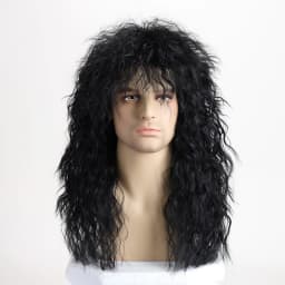 70S 80S Rock Punk Wig 22 Inch Men's Long Curly Synthetic Natural Look Halloween Cosplay Wig