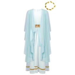 Kids Girls Roman Ancient Greek Godess Toga Costume Athena Cosplay Princess Robe Dress with Flowy Tulle Shawls Headwear Outfits