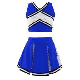 Kids Girls Cheerleader Costume Outfit Sequins Crop Top Pleated Skirt with Headwear Striped Socks School Cheerleader Uniform Suit