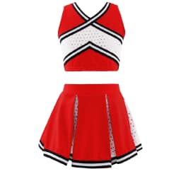 Kids Girls Cheerleader Costume Outfit Sequins Crop Top Pleated Skirt with Headwear Striped Socks School Cheerleader Uniform Suit