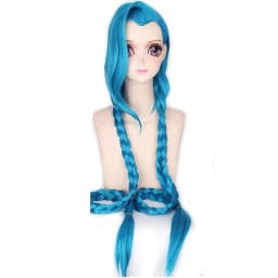 Synthetic Hair Jinx Cosplay Lol Long Blue Halloween Anime Costume Wig