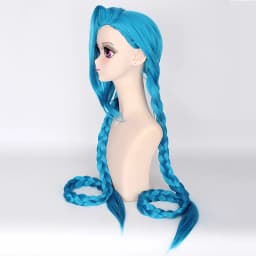 Synthetic Hair Jinx Cosplay Lol Long Blue Halloween Anime Costume Wig