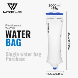 WRELS Water Collection Filtration Bag for Water Filtration System Survival Water Filter Straw Foldable BPA-Free Filtration Bag