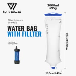 WRELS Water Collection Filtration Bag for Water Filtration System Survival Water Filter Straw Foldable BPA-Free Filtration Bag