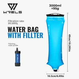 WRELS Water Collection Filtration Bag for Water Filtration System Survival Water Filter Straw Foldable BPA-Free Filtration Bag