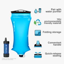 WRELS Water Collection Filtration Bag for Water Filtration System Survival Water Filter Straw Foldable BPA-Free Filtration Bag