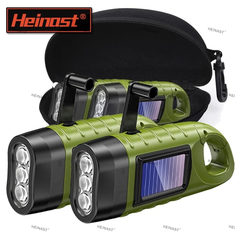 Outdoor LED Hand Pressing Dynamo Solar Crank Power Flashlight Torch Light Hand Press Crank Camping Lamp Light for Outdoor Home