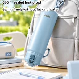 TYESO 600/750ML Thermos Bottle With Straw Stainless Steel Car Thermal Cup Sports Water Bottles Keeps Cold and Heat Thermal Mug
