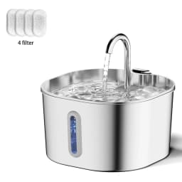 ZYfeeder 2.2L Stainless steel pet water fountain, artesian water fountain for cats, ultra-quiet water pump with filter