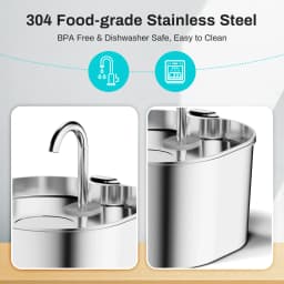ZYfeeder 2.2L Stainless steel pet water fountain, artesian water fountain for cats, ultra-quiet water pump with filter