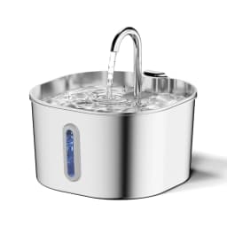 ZYfeeder 2.2L Stainless steel pet water fountain, artesian water fountain for cats, ultra-quiet water pump with filter