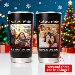 Personalized Coffee Tumbler with Pictures Text, 20oz Custom Insulated Stainless Steel Tumbler, Customized Birthday Gift