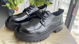 STRONGSHEN Men's Low Top British Leather Shoes Big Head Warm Fur Thick Bottom Non Slip Work Shoes Elevator Casual Oxford Shoes
