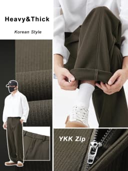 Winter Thick Casual Pants Men Korean Fashion Banded Waist Stretch Wide Leg Suit Slacks Straight Loose Drape Trousers
