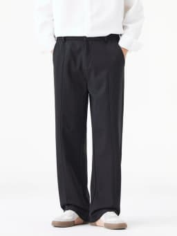 Winter Thick Casual Pants Men Korean Fashion Banded Waist Stretch Wide Leg Suit Slacks Straight Loose Drape Trousers