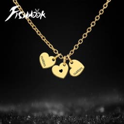 Engrave Name Personalized Couple Heart Necklace for Women Men Custom Family Mother Gift Stainless Steel Gold Color Chain Jewelry