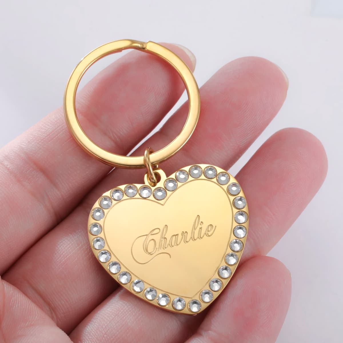 COOLTIME Heart Custom Engraved Keychain Stainless Steel Personalized Love Heart Custom Keychain Jewelry Bag Accessories