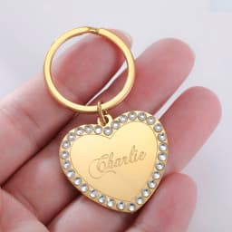 COOLTIME Heart Custom Engraved Keychain Stainless Steel Personalized Love Heart Custom Keychain Jewelry Bag Accessories