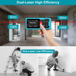 Kiprim Dual Laser Distance Meter Rechargeable Bilateral Laser Rangefinder 120m Digital Tape Measure Angle Measurment Tool