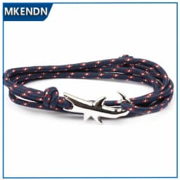 MKENDN Navy style Adjustable Multilayer Rope Shark Anchor Bracelet Men Women 550 Paracord Camping Jewelry Wrap Metal Hooks