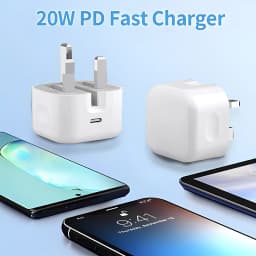 British Standard Charger Fast Charger with PD Ports Charger for iPhone for Galaxy UK Plug, PD Charger Adapter, Sleek Charger Des