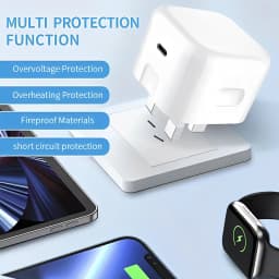 British Standard Charger Fast Charger with PD Ports Charger for iPhone for Galaxy UK Plug, PD Charger Adapter, Sleek Charger Des