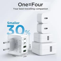 USB C Charger, 40W 4 Port USBC Plug Fast Charger Multi AC Dual Port PD+QC Type C Adapter for Phone, iPad, Samsung Galaxy