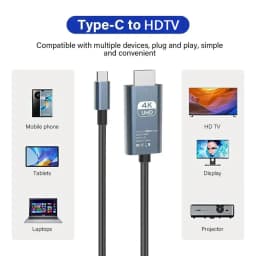 4K 60Hz 30Hz 8K USB C to HDMI-compatible Cable Type C Adapter HDTV Converter Cable for iPhone 15 MacBook Air iPad Samsung