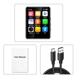 MP3 Player 2.4 Inch Full Touch Screen Bluetooth HiFi Walkman Built‑in MP4 Music Speaker FM Radio Voice Recorder E‑book
