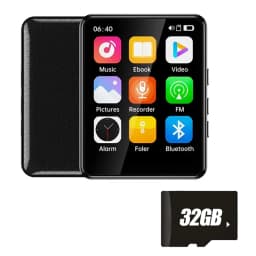 MP3 Player 2.4 Inch Full Touch Screen Bluetooth HiFi Walkman Built‑in MP4 Music Speaker FM Radio Voice Recorder E‑book