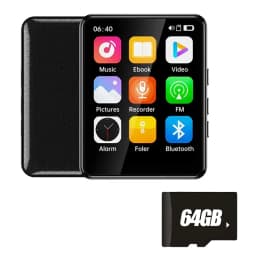 MP3 Player 2.4 Inch Full Touch Screen Bluetooth HiFi Walkman Built‑in MP4 Music Speaker FM Radio Voice Recorder E‑book