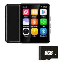 MP3 Player 2.4 Inch Full Touch Screen Bluetooth HiFi Walkman Built‑in MP4 Music Speaker FM Radio Voice Recorder E‑book