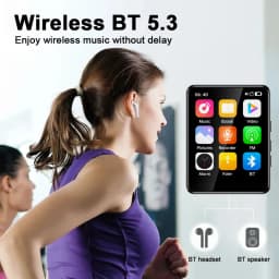 MP3 Player 2.4 Inch Full Touch Screen Bluetooth HiFi Walkman Built‑in MP4 Music Speaker FM Radio Voice Recorder E‑book