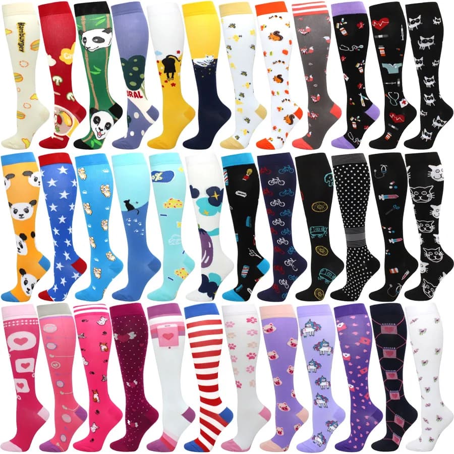 Men's Running Compression Socks Basketball Cycling Socks Medical Prevention Varicocele Travel Cute pattern
